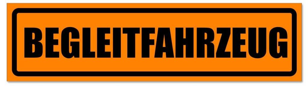 Kiwistar - Autoaufkleber - Orange - Schwarz - 45 x 12 cm - Begleitfahrzeug invertiert - Hinweis Aufkleber Sticker für Auto, Kfz, Fahrrad, PKW, LKW