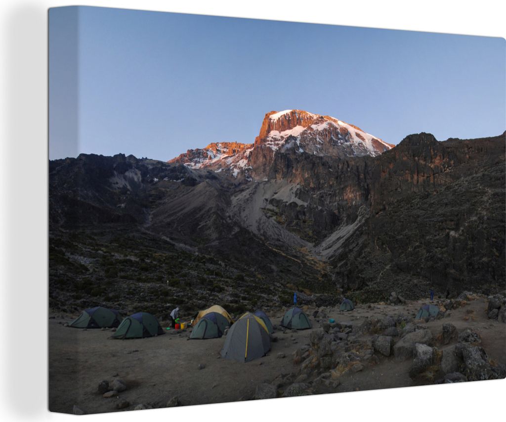 OneMillionCanvasses - Leinwandbilder - 140x90 cm, Sonnenuntergang auf dem Gipfel des tansanischen Berges in Afrika, Wandbilder Kunstdruck Wanddek...