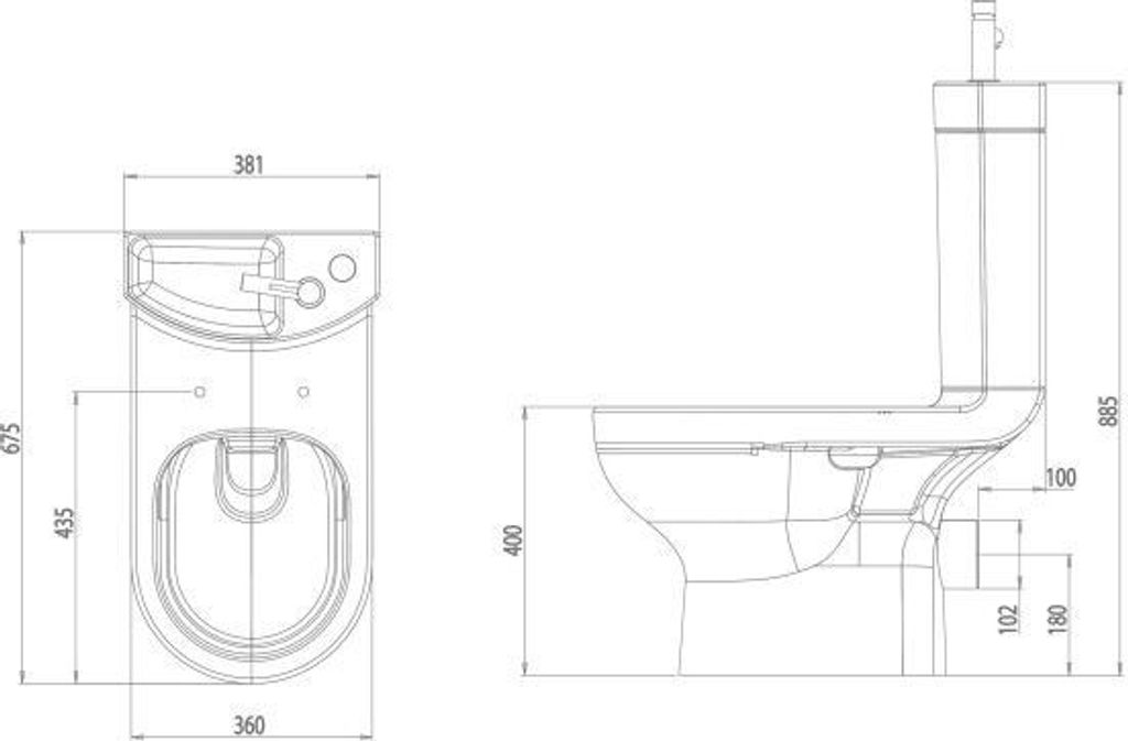 Design Stand Wc komplett set Spülkasten Keramik inkl. Produktbild 3
