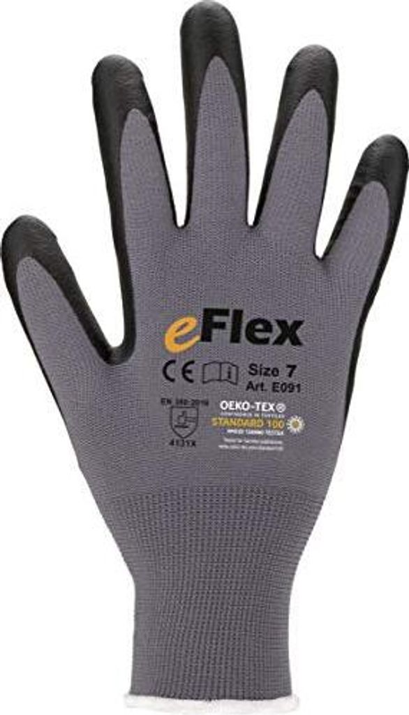 (12 Paar) ASATEX Feinstrickhandschuh mit Mikroschaum-Beschichtung E091, grau/schwarz, Gr. 11