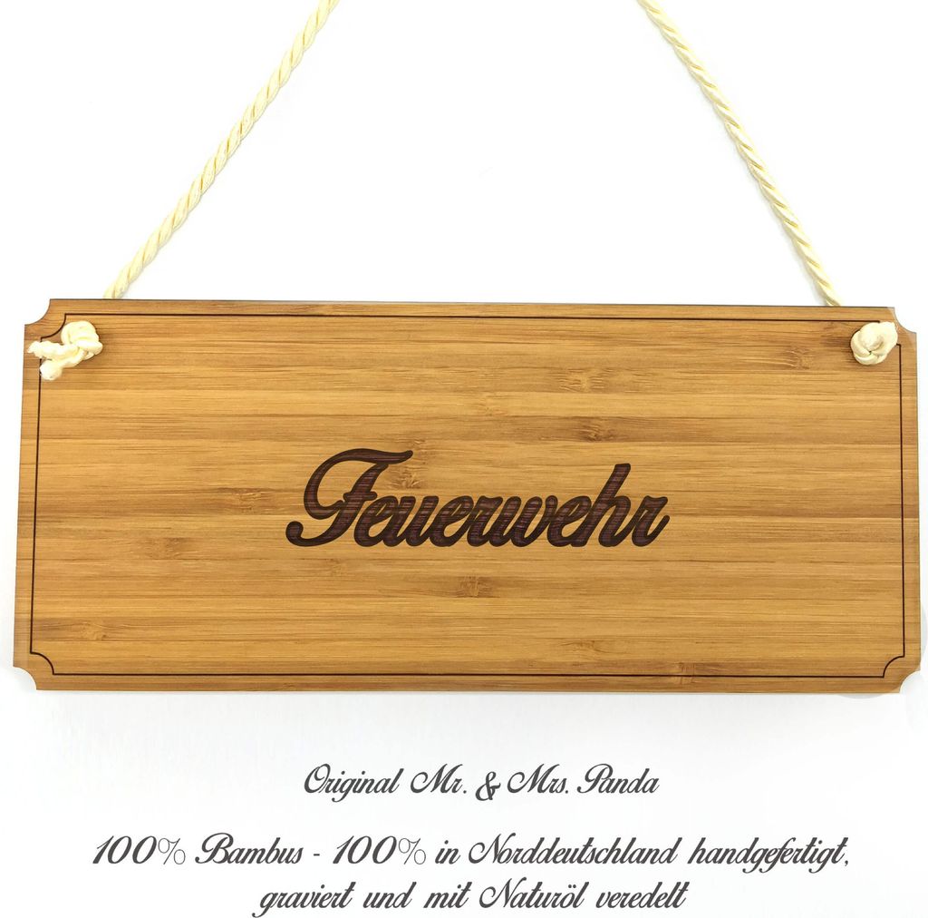 Mr. & Mrs. Panda Türschild Holz Feuerwehr - Geschenk, Produktbild 