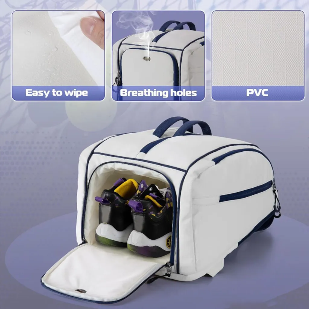 Sac à Dos de Sport Multi-Compartiments Blanc avec Rangement Chaussures - 7