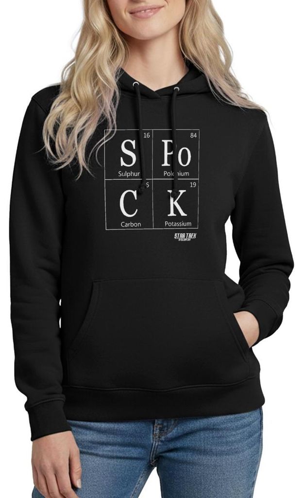 Spreadshirt Star Trek Discovery Spock Periodic Table Damen Hoodie, L, Schwarz
