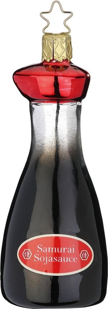 Christbaumschmuck Anhänger Glas Sojasauce 11cm Schwarz Rot