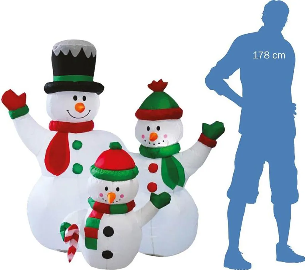 Décoration gonflable de Noël bonhommes de neige lumineux 153cm extérieur