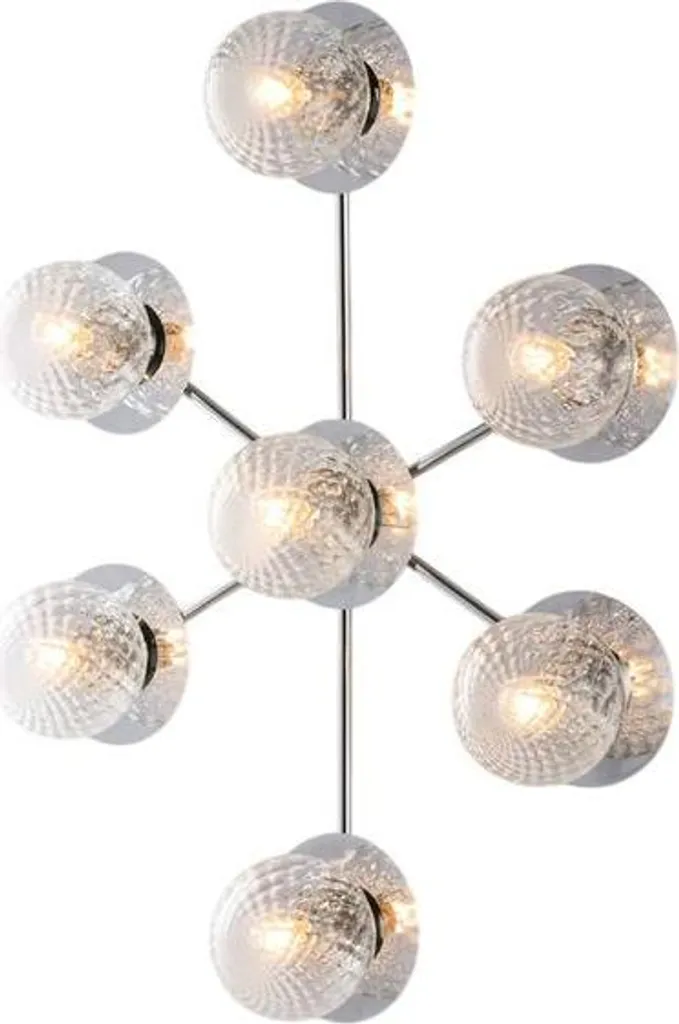 Luminaire Armonia 7 lumières en fer chromé poli 85cm style moderne