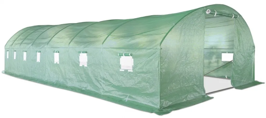 Serre tunnel 40m2 anti-gel et intempéries VESPAGARDEN 4x10m 2 portes