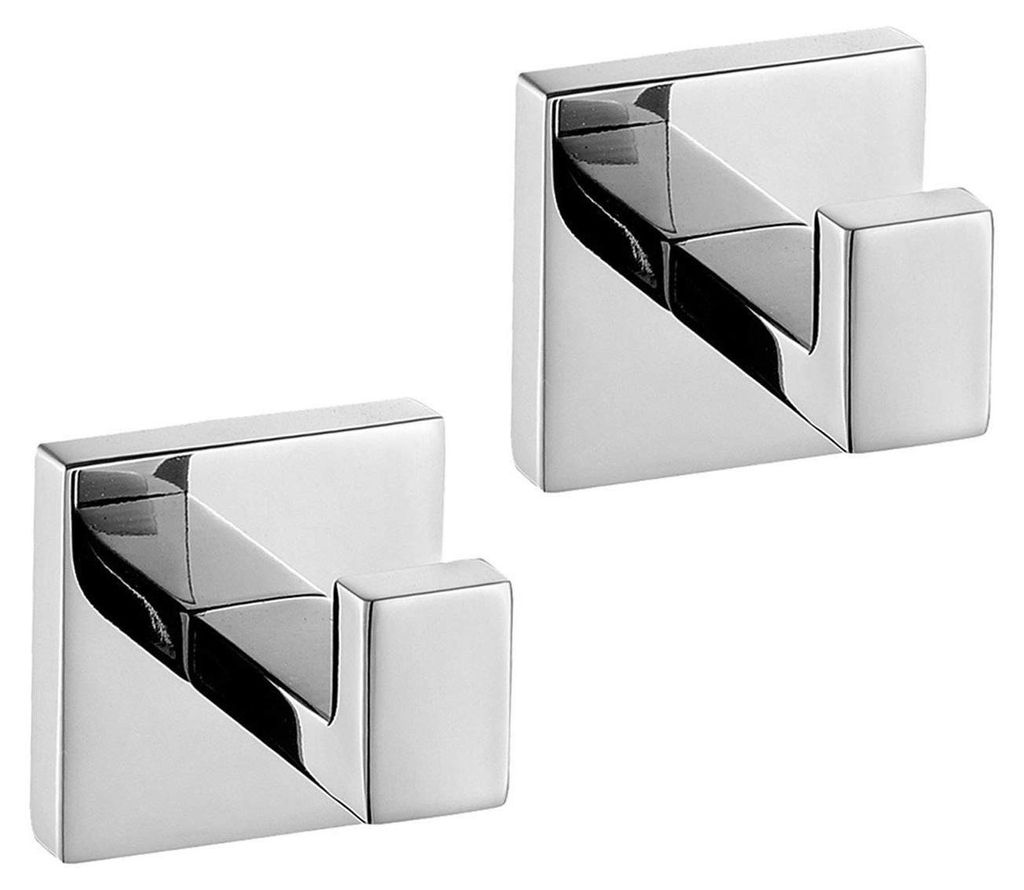 2 verchromte Handtuchhaken, Edelstahl-Badezimmerhaken für Handtücher, Bademäntel oder Kleidung.