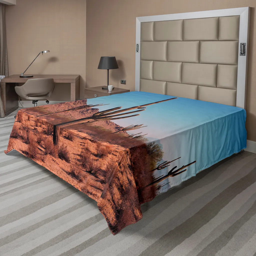 Drap plat imprimé cactus 275x260 cm ABAKUHAUS pour chambre parentale