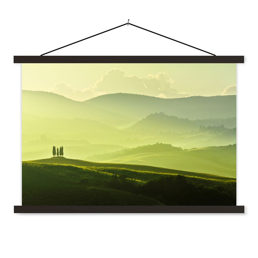 MuchoWow Textilposter Toskana - Hügel - Grün 150x100 cm mit schwarzem Rahmen - Schlafzimmer