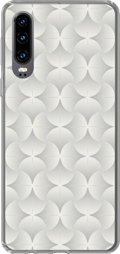 MuchoWow Handyhülle Schutzhülle Hülle für Telefoonhoesje Huawei P30 Muster - Silber - Retro Silikon Softcase Handy Hülle - Kartenbesitzer