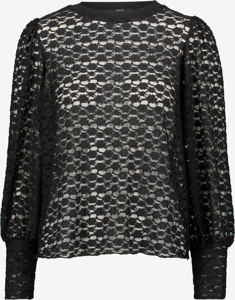 Spitzenbluse mit Rundhalsausschnitt