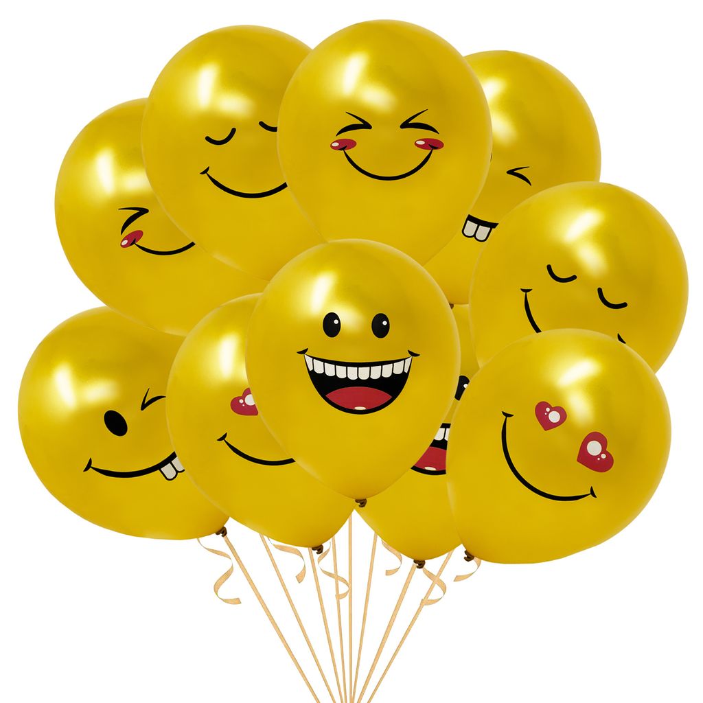 Oblique Unique Smiley Luftballon Set 10 Stk. Ballons für Jungs und Mädchen Kinder Geburtstag Schuleinführung Schulanfang