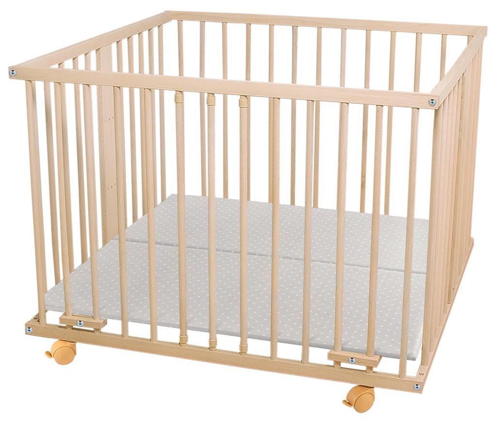 WALDIN Baby Laufgitter Laufstall ca.100 x 100 cm Buche Produktbild 