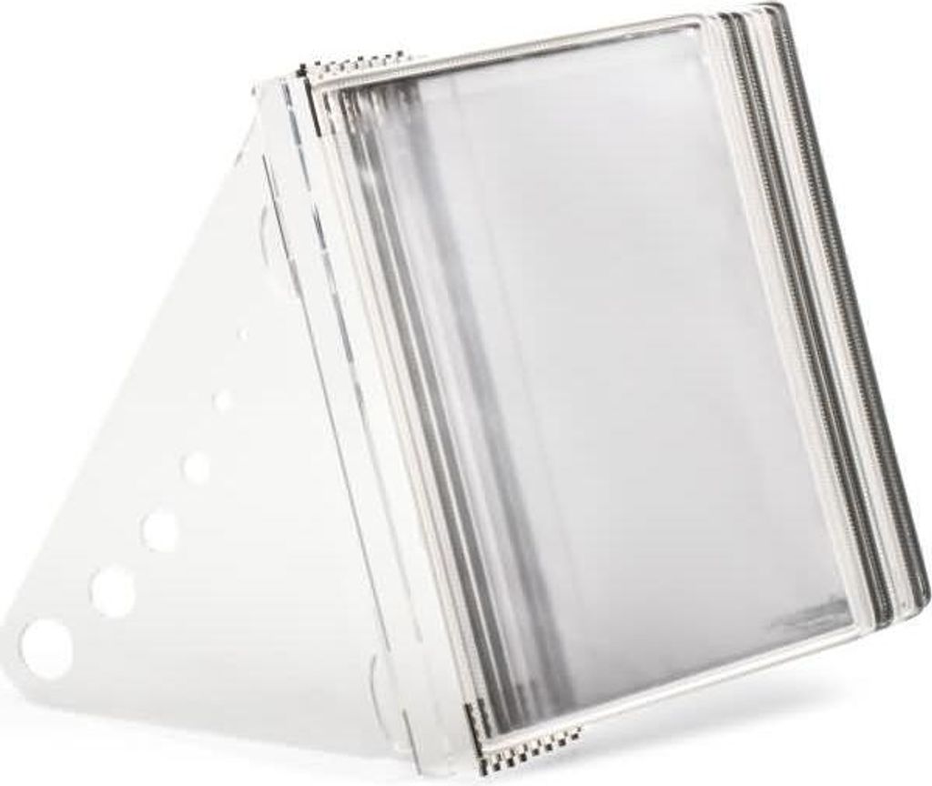 Tischständer Crystal A4 mit 8 Sichttafeln - 4x weiß/ 4x grau