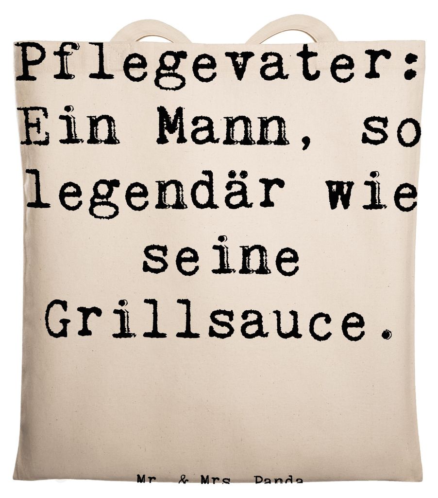 Mr. & Mrs. Panda Shopping Tasche Spruch Pflegevater Legende - Transparent - Geschenk, Laptoptasche, Weihnachten, Alltagshelden, einzigartige Design...