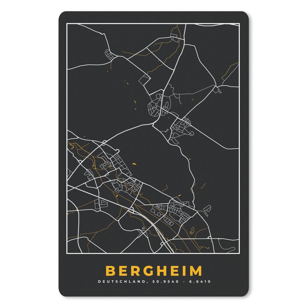 MuchoWow Mauspad Mousepad Deutschland - Schwarz und Gold - Bergheim - Stadtplan - Karte 18x27 cm - Mousepads - Maus Mat - Pad - Mausunterlage