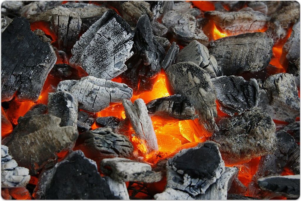 Küchenmatte 120x180 cm Vinylmatte Bodenmatte Dekoration - Grill Feuer Glut