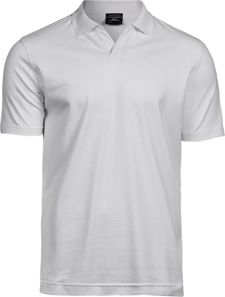 Tee Jays - "Luxury" Poloshirt für Herren, V-Ausschnitt, Stretch RW10916 (M) (Weiß)