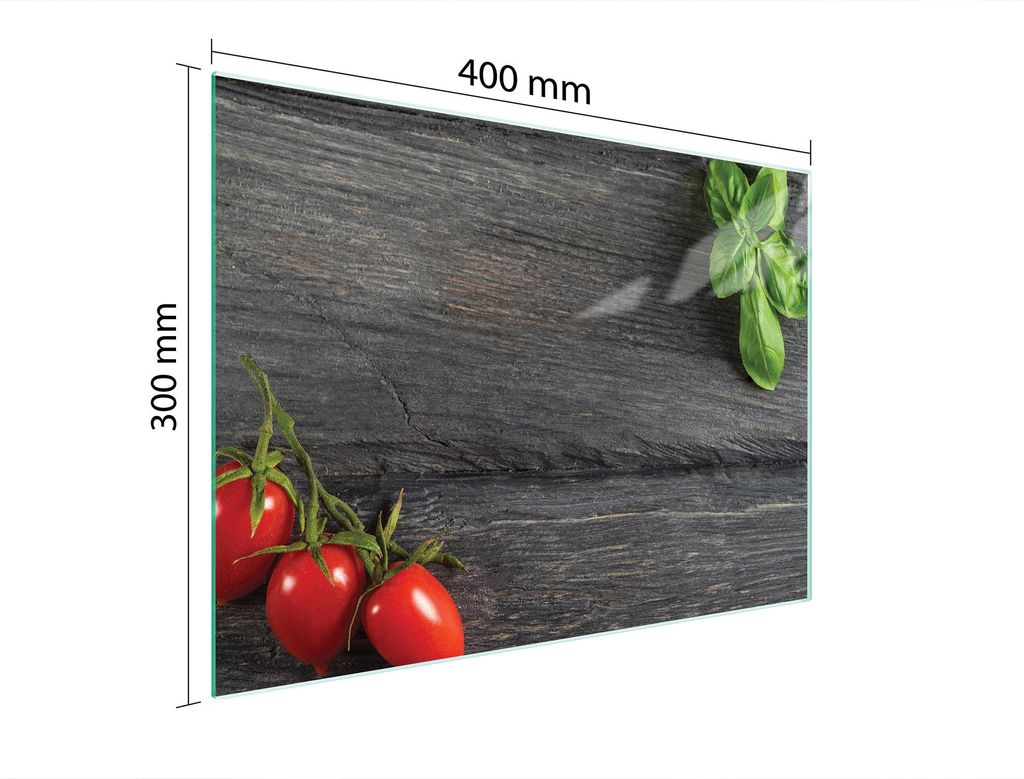Schneidebrett Herdabdeckplatte Multiglasschneidplatte 40x30 cm Tomaten Holz