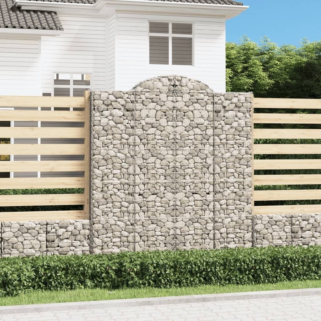 Gabionen mit Hochbogen 7 Stk. 200x50x220/240cm Verzinktes Eisen , Gabionen Design 2024
