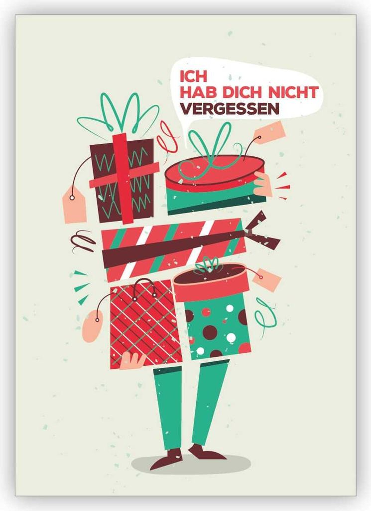 überraschende Retro Geburtstagskarte, Weihnachtskarte: Ich hab dich nicht vergessen