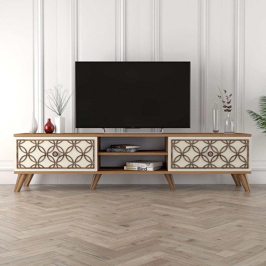 Skye Decor, Class - Walnut, Cream, TV-Schränke, Nussbaum, 180 x 44 x 35 cm