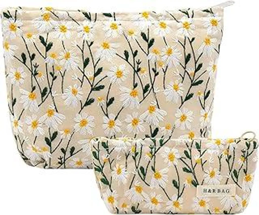 Borsa Cosmetici Cotone Floreale Set 2 Pezzi - Beauty Case da Donna