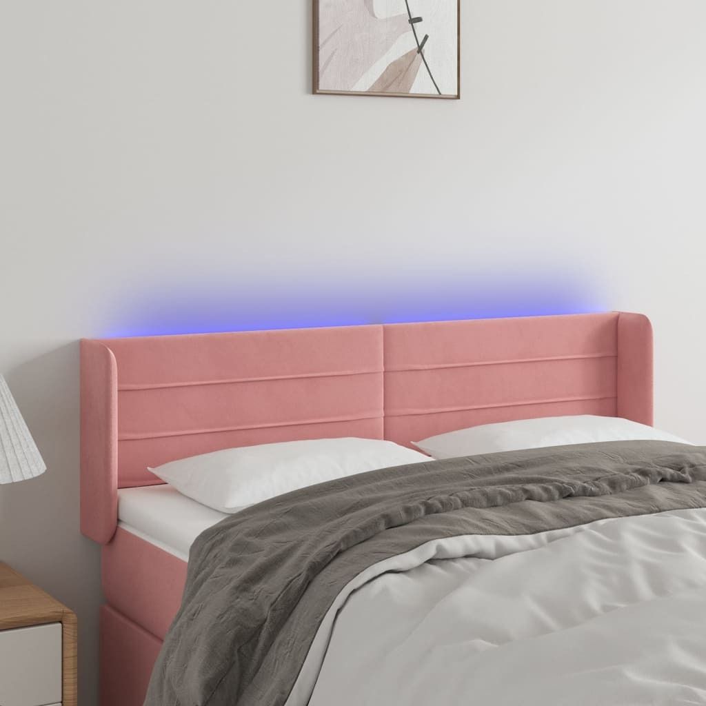 Maison Exclusive - LED Kopfteil Rosa 147x16x78/88 cm Samt