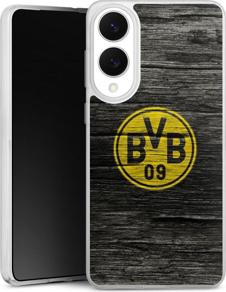 DeinDesign Handyhülle für Samsung Galaxy S25 Edge Silikon Hülle Case Smartphone Schutzhülle BVB Borussia Dortmund Holzoptik
