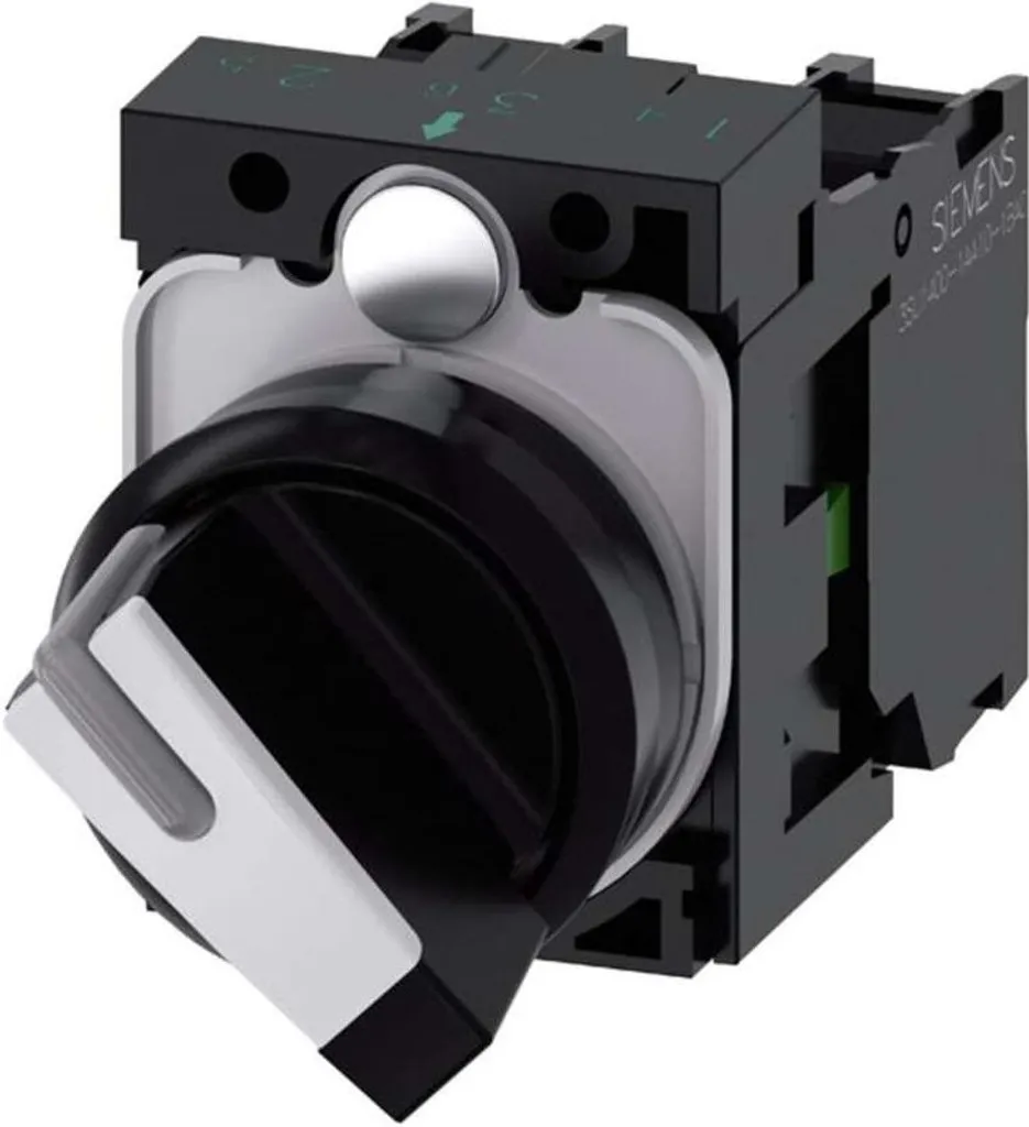 Bouton rotatif industriel Siemens 3SU1100-2BF60-1MA0 bague plastique 90°