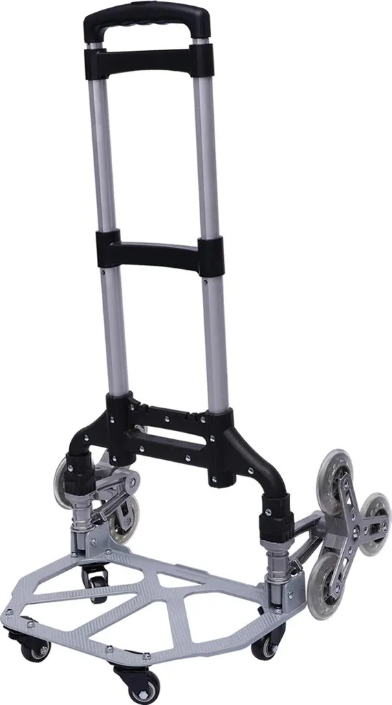 Chariot de courses pour escaliers pliable capacité 75 kg coloris noir