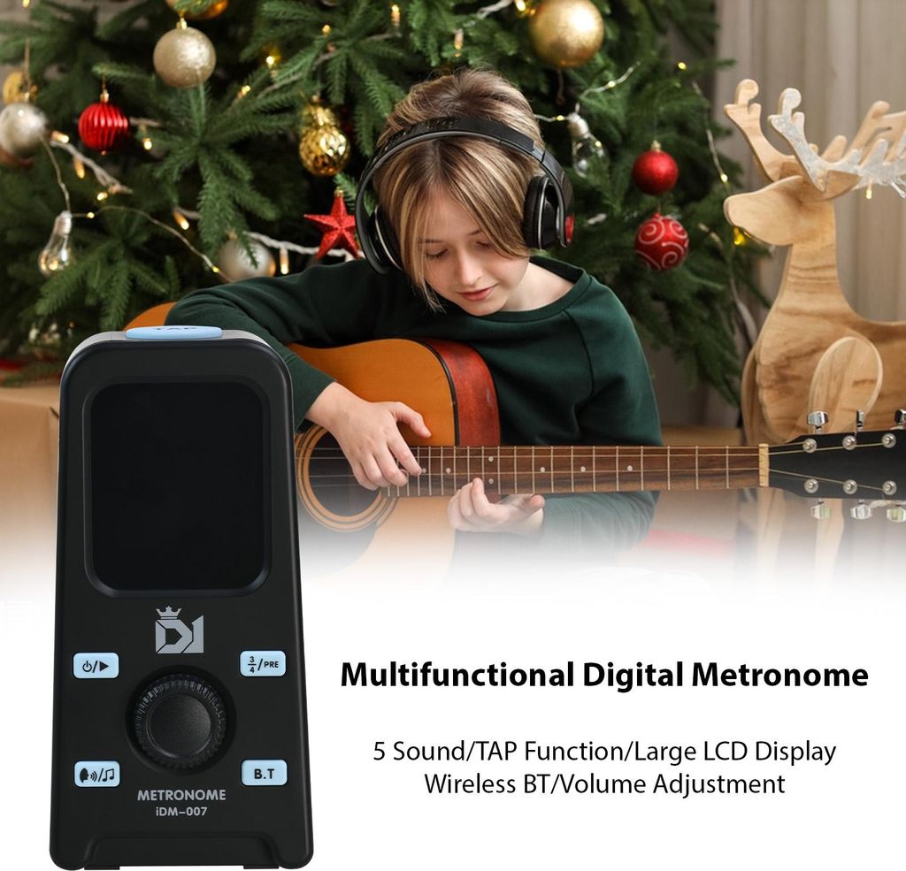 DK Elektronisches Metronom BT-Lautsprecher, wiederaufladbarer LCD-Bildschirm, Gesang für Mini-Klavier, Gitarre, Trommel, Guzheng, digital, einstel...