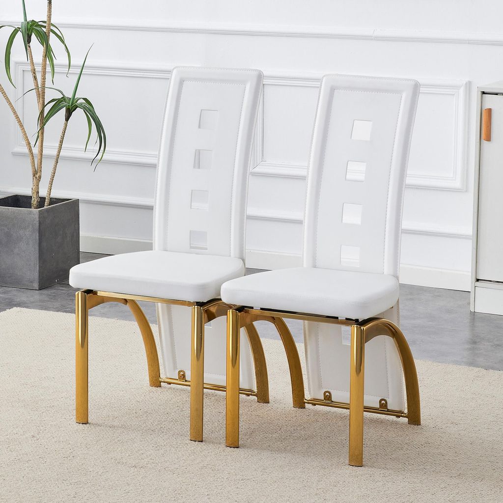 STILVORA Esszimmerstuhl 2er Set mit Lochmuster, Essstuhl aus Kunstleder mit Metallbeinen, Küchenstuhl für Esszimmer und Wohnzimmer,PU Essstuhl,De...