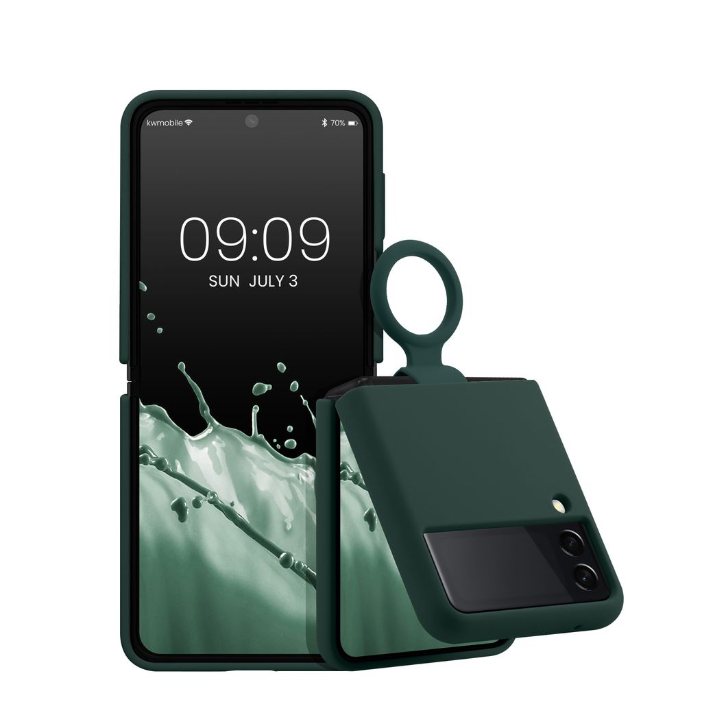 kwmobile Flip Soft Case kompatibel mit Samsung Galaxy Z Flip 3 5G - Silikon Hülle für Foldable Handy - Handyhülle in Moosgrün