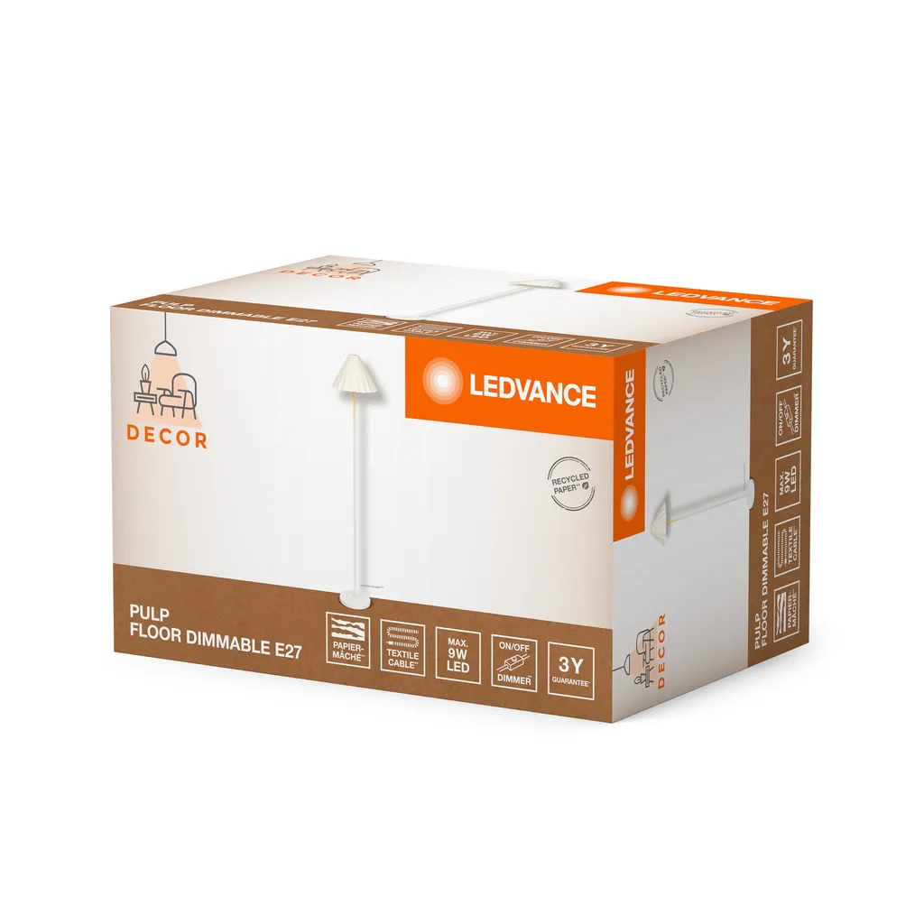 Lampadaire dimmable LEDVANCE Pulp en métal blanc 1505 mm durable E27