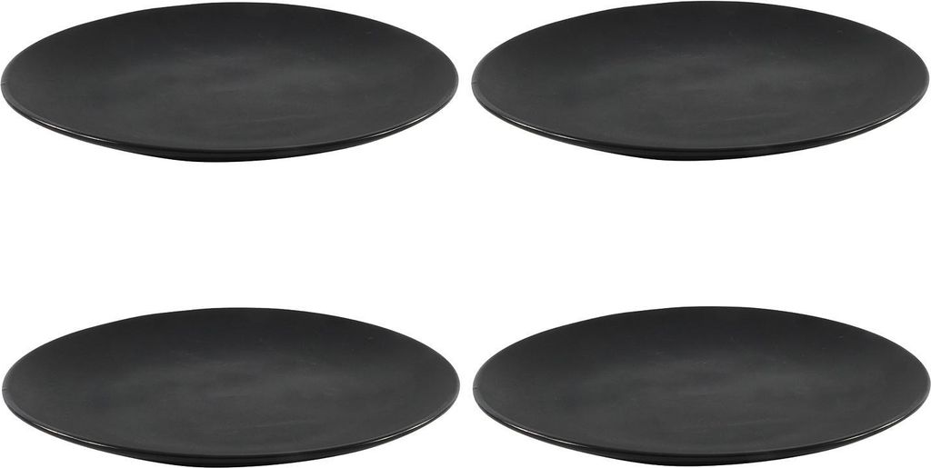 Speiseteller - Ø 27 cm - Schwarz matt - Steingut - 4er Set Produktbild 