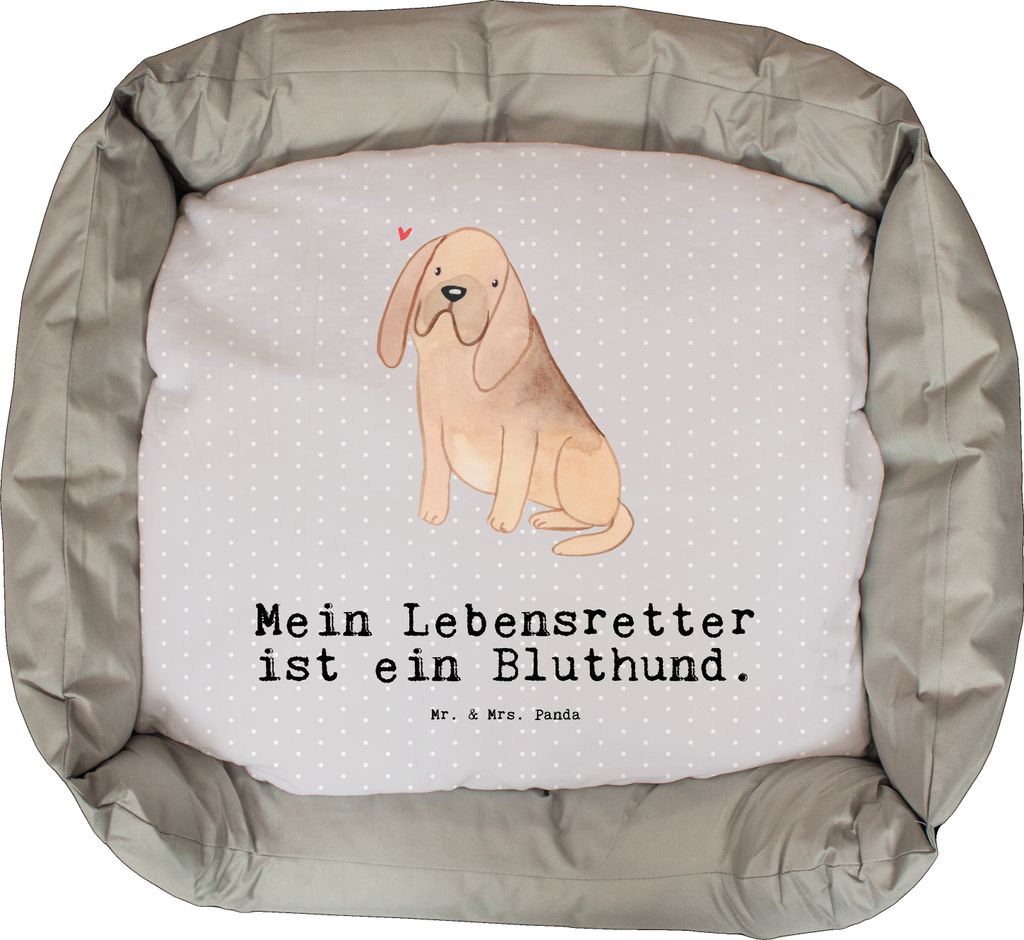 Mr. & Mrs. Panda Hundekorb Bloodhound Lebensretter - Grau Pastell - Geschenk, Valentinstag, Geburtstag, Nikolaus, St. Hubertushund, Muttertag, Hund...