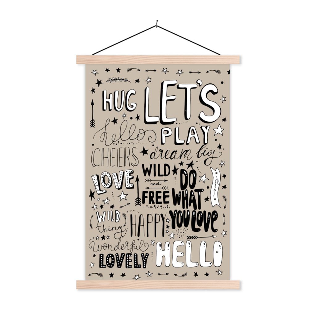 MuchoWow Textilposter Sprichwörter - Zitate - Wörter - Kinder - Baby 60x90 cm mit holzfarbenen Rahmen - Textil