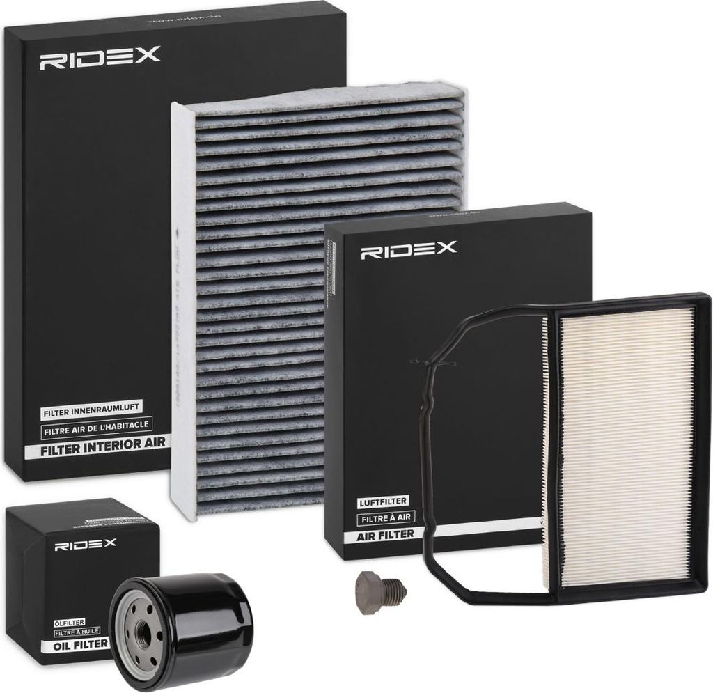 RIDEX Filterset Inspektionspaket Filtersatz für VW up! Schrägheck (121, 122, BL1, BL2) load up! Kastenwagen (121, 122, BL1, BL2) für SKODA für ...