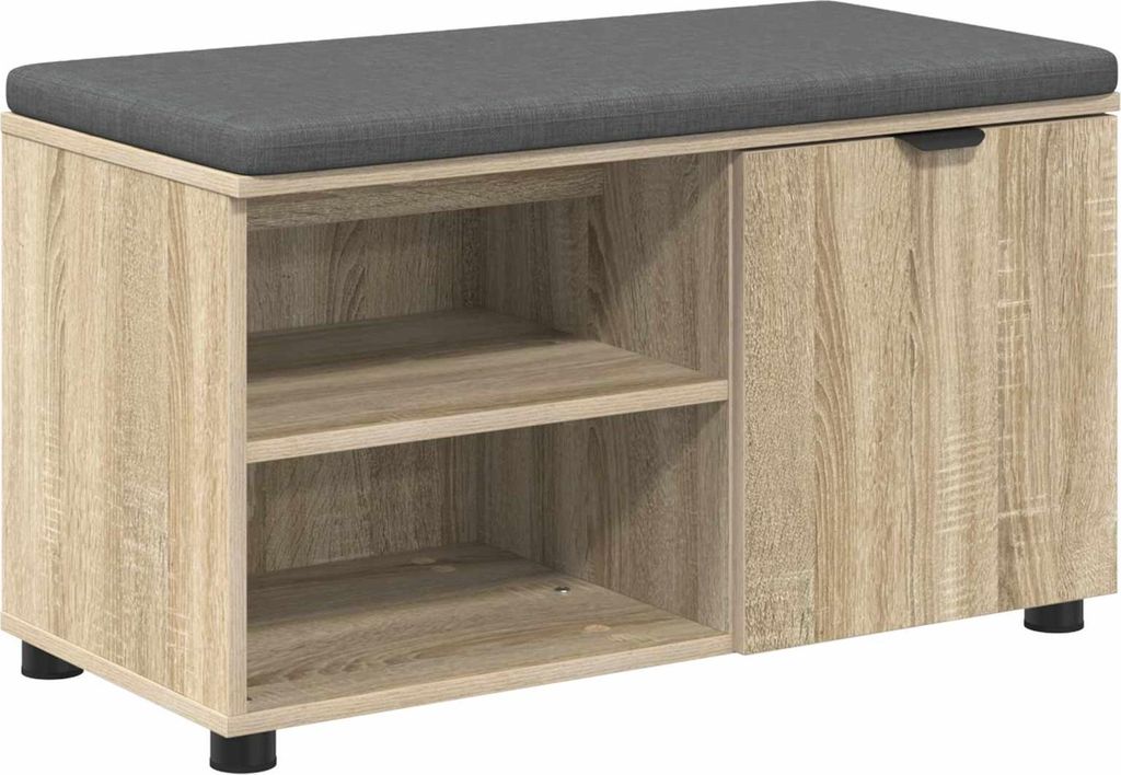 Cloris Designermöbel Flurbank mit Kissen Uni Sonoma-Eiche 80x38x46cm - Sitzbänke HOMMIE696503