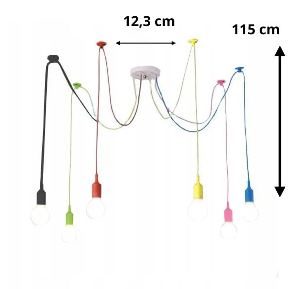 Lampe Suspension Multicolore Design Moderne avec 6 Points de Lumière - 8