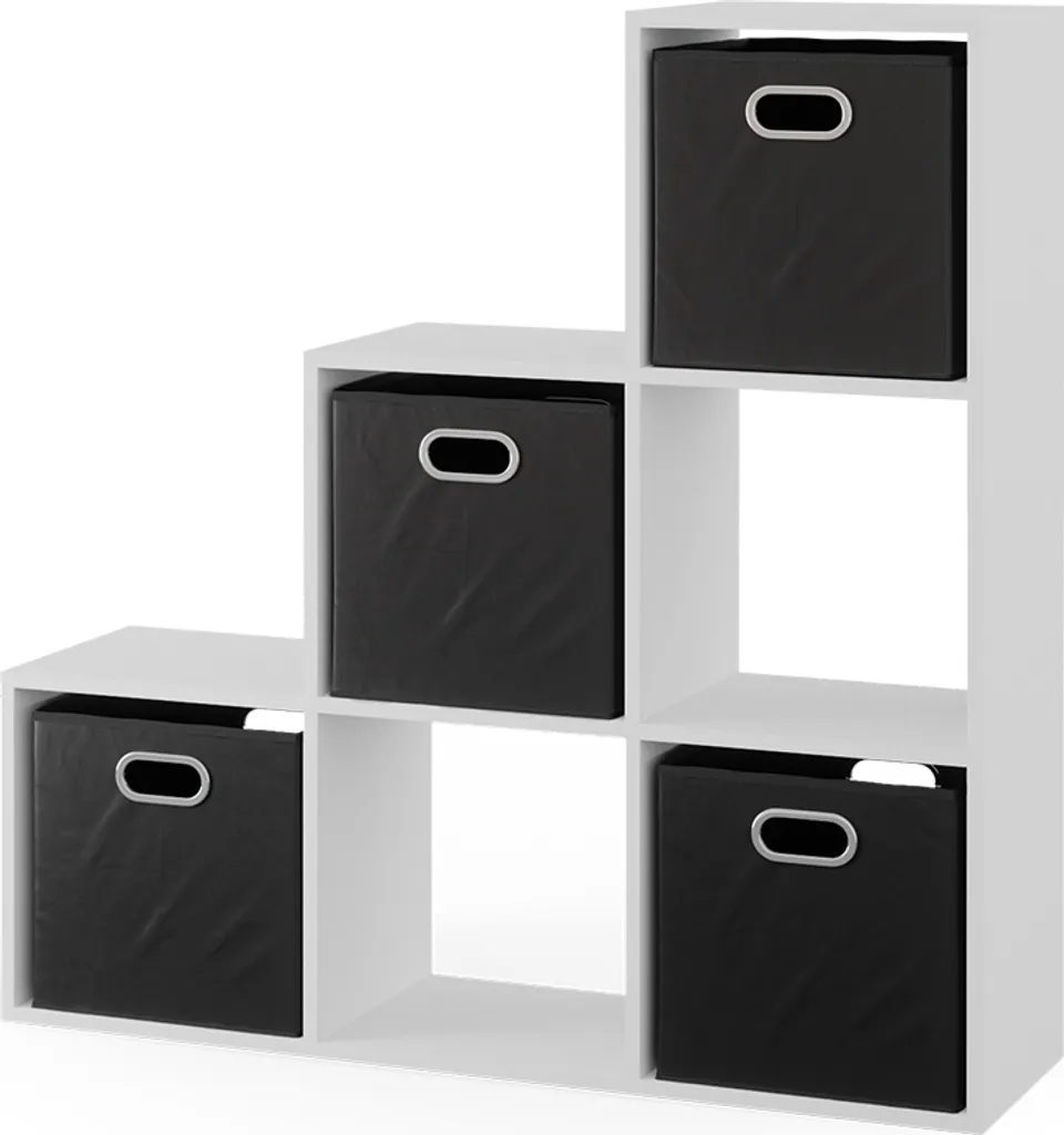 Étagère modulable blanche 107 cm à 9 cases avec boîtes amovibles