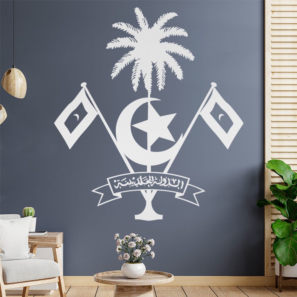 Malediven Wappen Wandtattoo Wandaufkleber Wall Sticker - Dekoration, Küche, Wohnzimmer, Schlafzimmer, Badezimmer