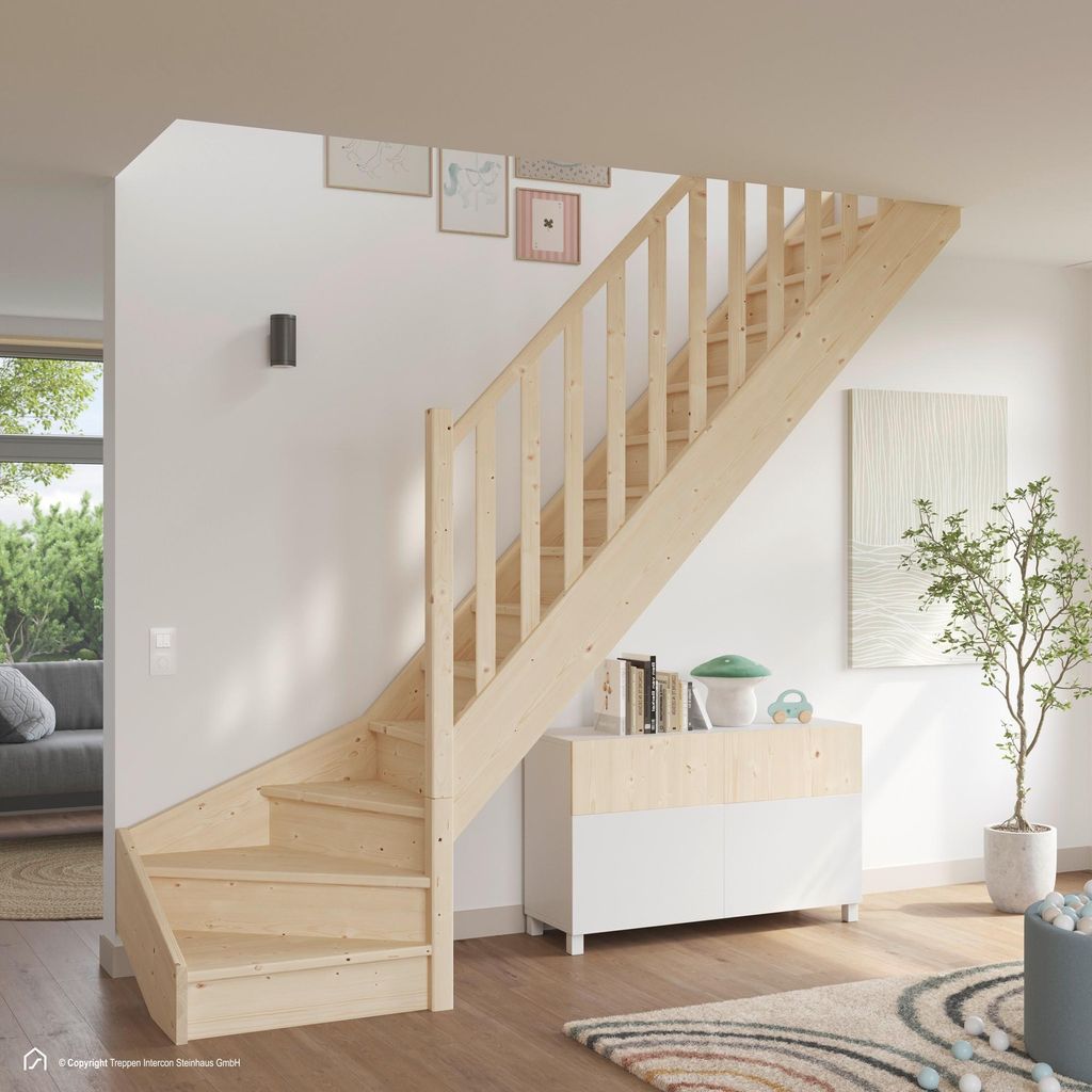 Holztreppe Intercon Casablanca | Fichte | 1/4 gewendelter Produktbild 