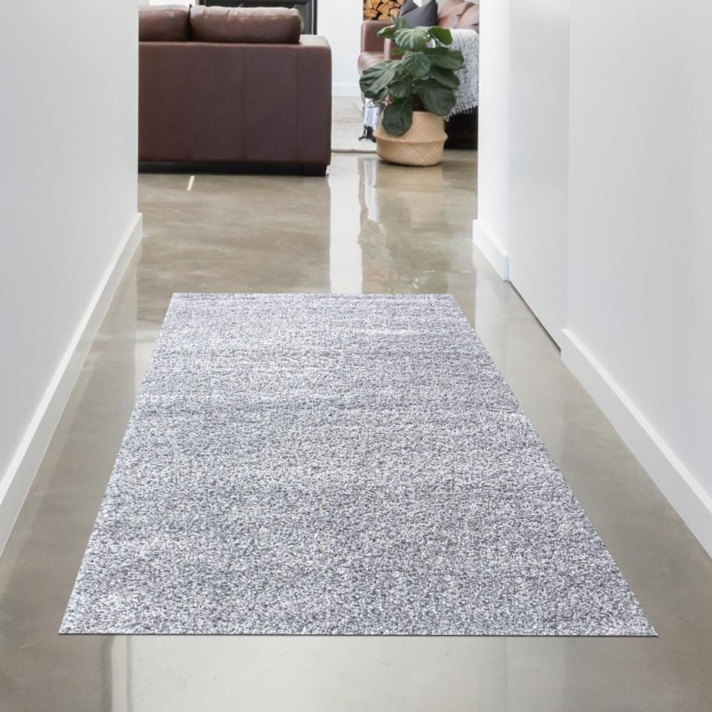 Moderner Hochflor Teppich in Silbergrau – stilvolles Design und weiche Struktur Größe - 60 x 110 cm