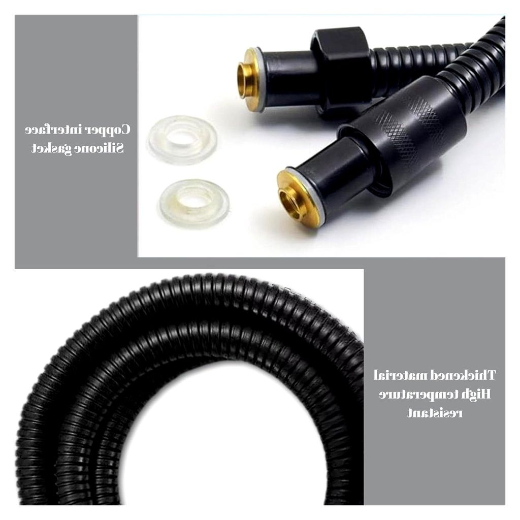 Duschschlauch Schwarz 1,5 m Edelstahl Brauseschlauch flexibel mit Verdrehschutz 1/2" Standardanschluss hitzebeständig und druckfest für Dusche un...