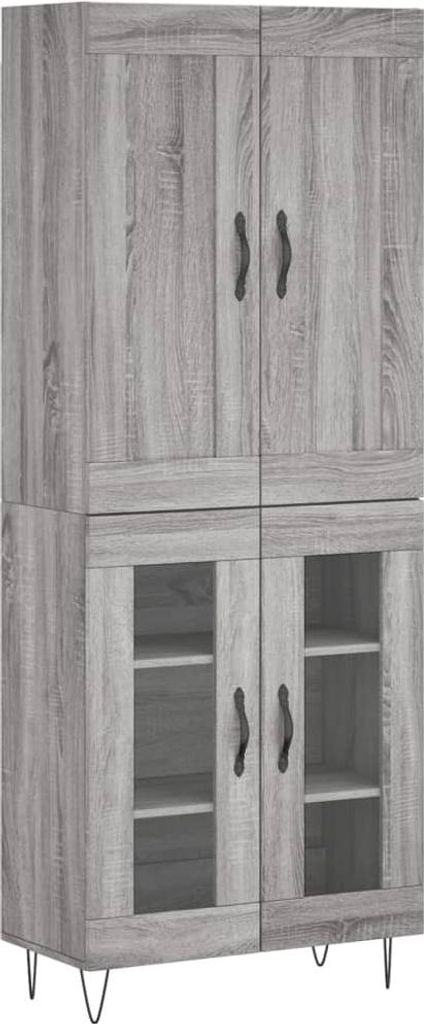 Highboard Grau Sonoma 69,5x34x180 cm Holzwerkstoff
