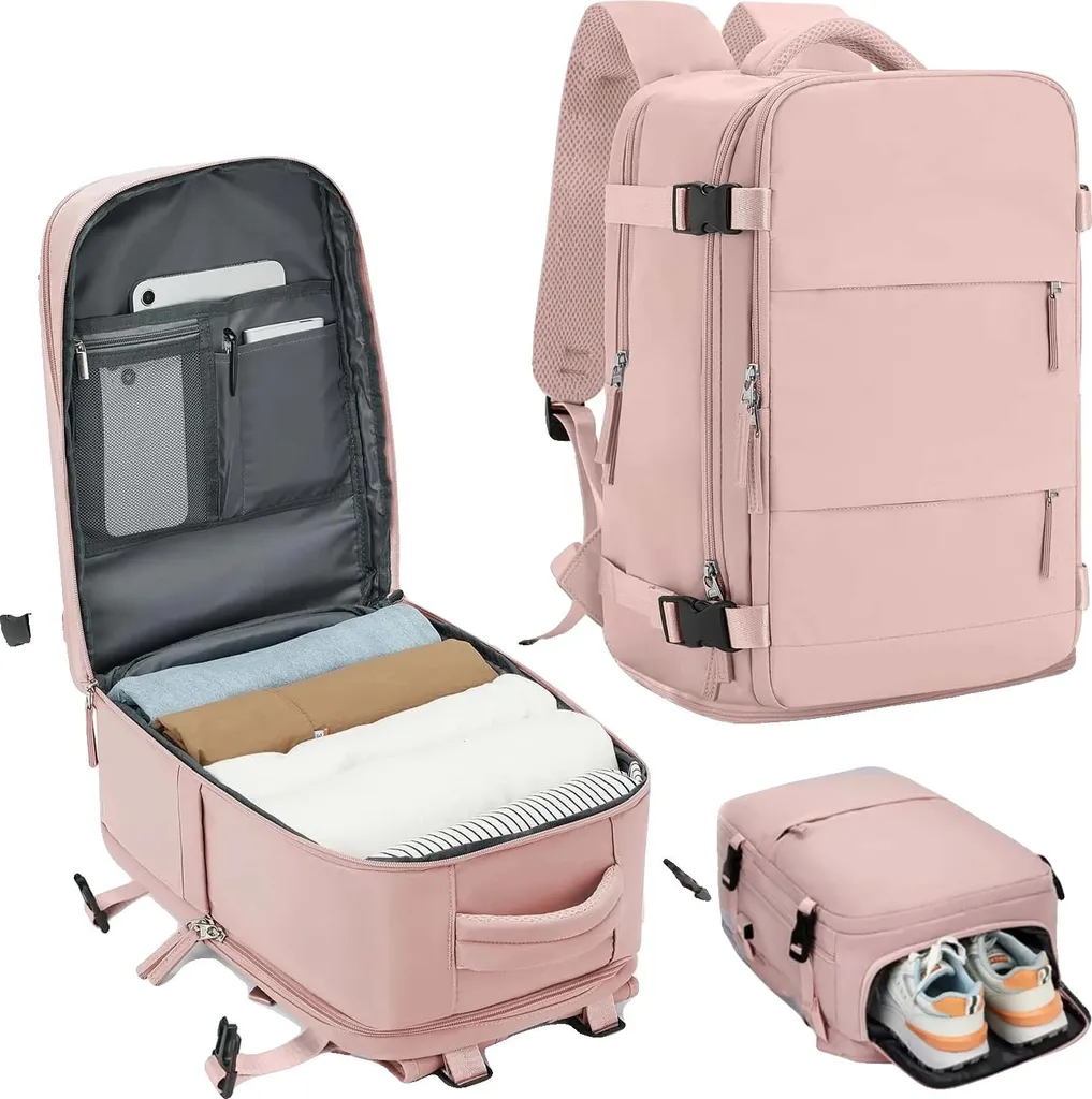 Sac à dos étanche rose anti-pluie pour protéger ordinateur et cahiers