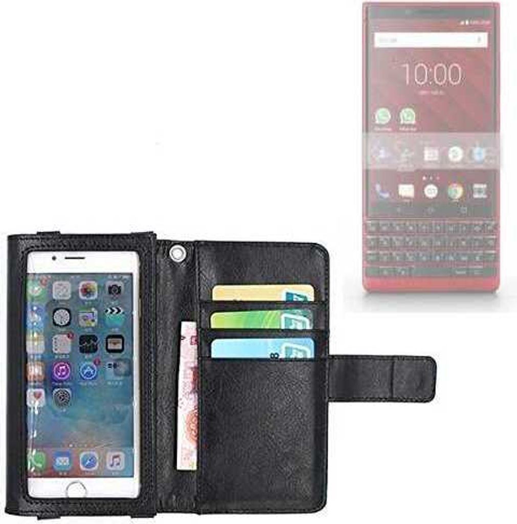 K-S-Trade Handy Hülle Schutz Hülle Kompatibel mit Blackberry KEY2 Red Edition Case mit Displayschutz / Schutzfolie Flip Cover Wallet case Etui